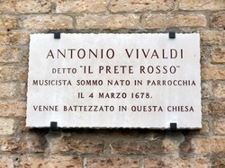 Plaque to Vivaldi, San Giovanni in Bragora, Venice