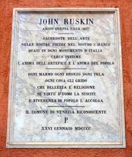 Plaque to John Ruskin, Zattere, Venice