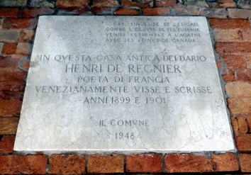 Plaque to Henri de Regnier, Campiello Barbaro, Venice