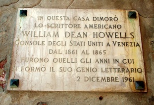 Plaque to William Dean Howells, Calle Vitturi, Venice